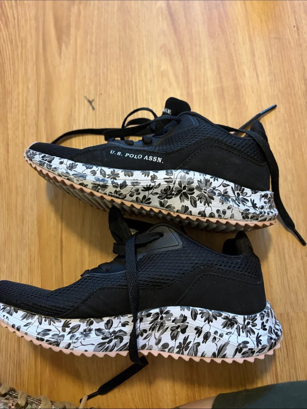 U.S. Polo Assn. Women’s Black Sneakers with Pink Toe Accent